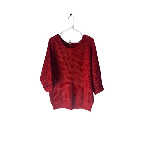 Chico’s Open Weave Wool Mohair Blend Red Sweater - Picture 1 of 4